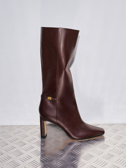 CHARLES & KEITH Featured | Georgina Leather Knee-High Boots - Burgundy