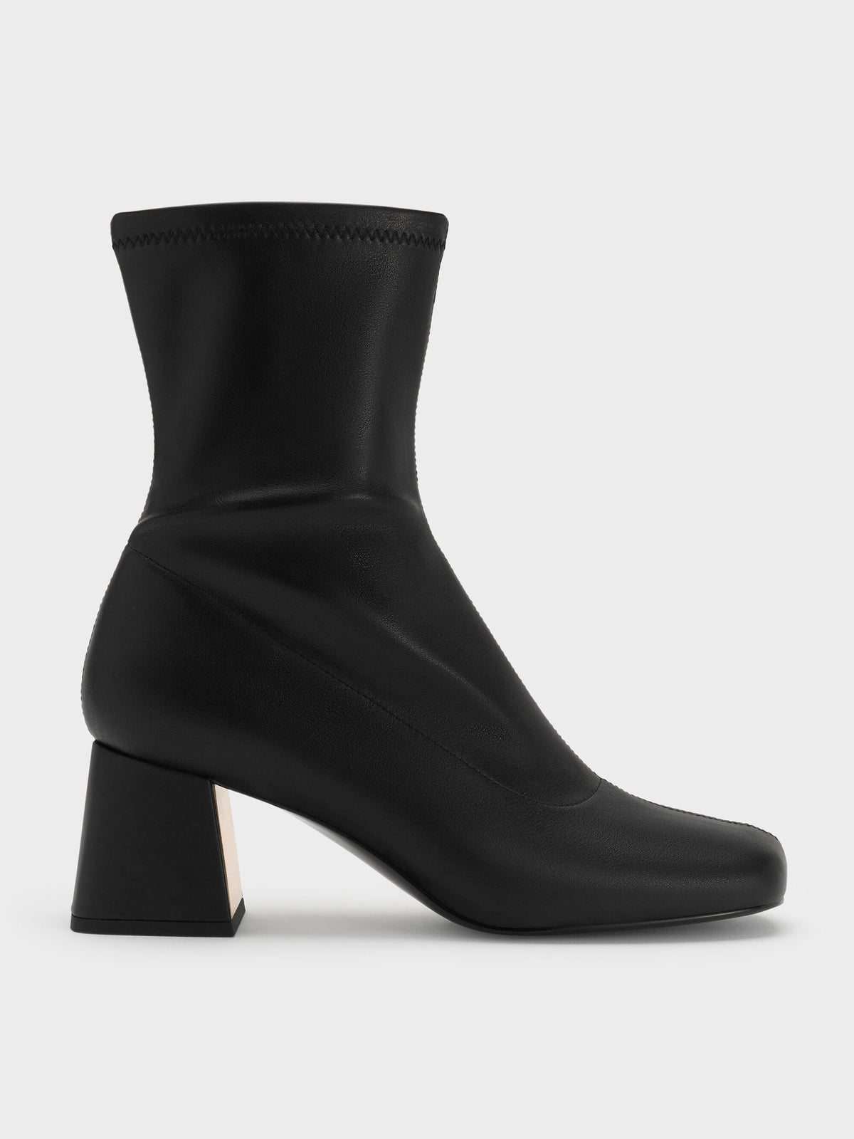 CHARLES & KEITH Exclusive | Jully Metallic Trapeze Heel Ankle Boots - Black