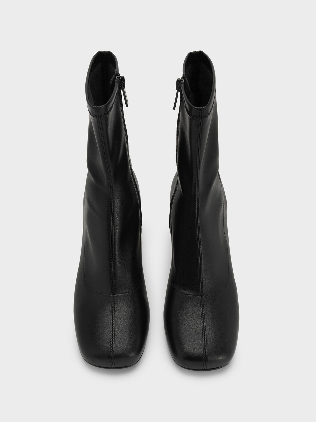 CHARLES & KEITH Exclusive | Jully Metallic Trapeze Heel Ankle Boots - Black