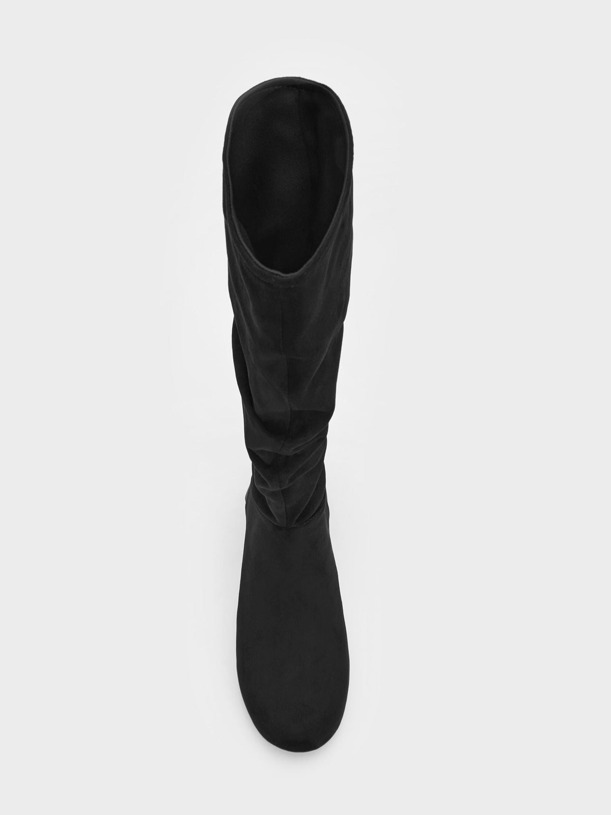 CHARLES & KEITH Trusted | Faux Suede Ruched Knee-High Boots - Black Textured