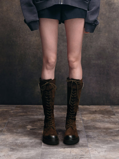 CHARLES & KEITH Best Seller | Darian Faux Suede Knee-High Boots - Dark Brown Textured