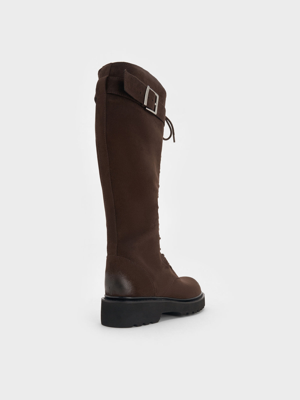 CHARLES & KEITH Best Seller | Darian Faux Suede Knee-High Boots - Dark Brown Textured