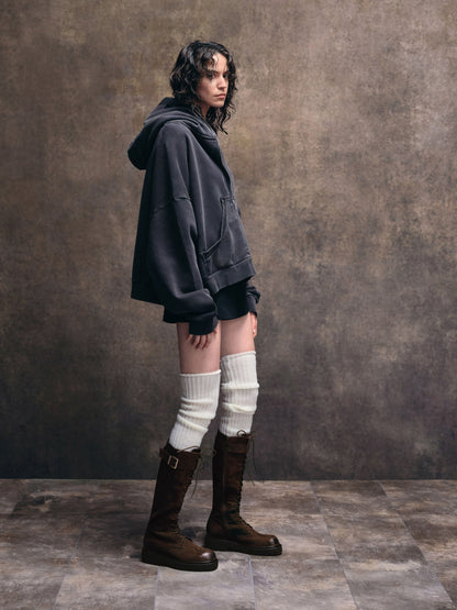 CHARLES & KEITH Best Seller | Darian Faux Suede Knee-High Boots - Dark Brown Textured