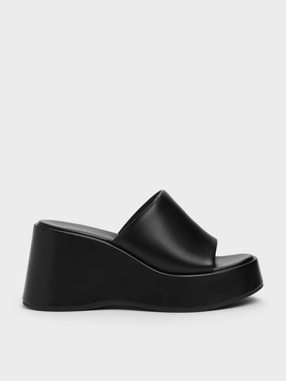 CHARLES & KEITH Deals | Wide-Strap Platform Wedges - Black
