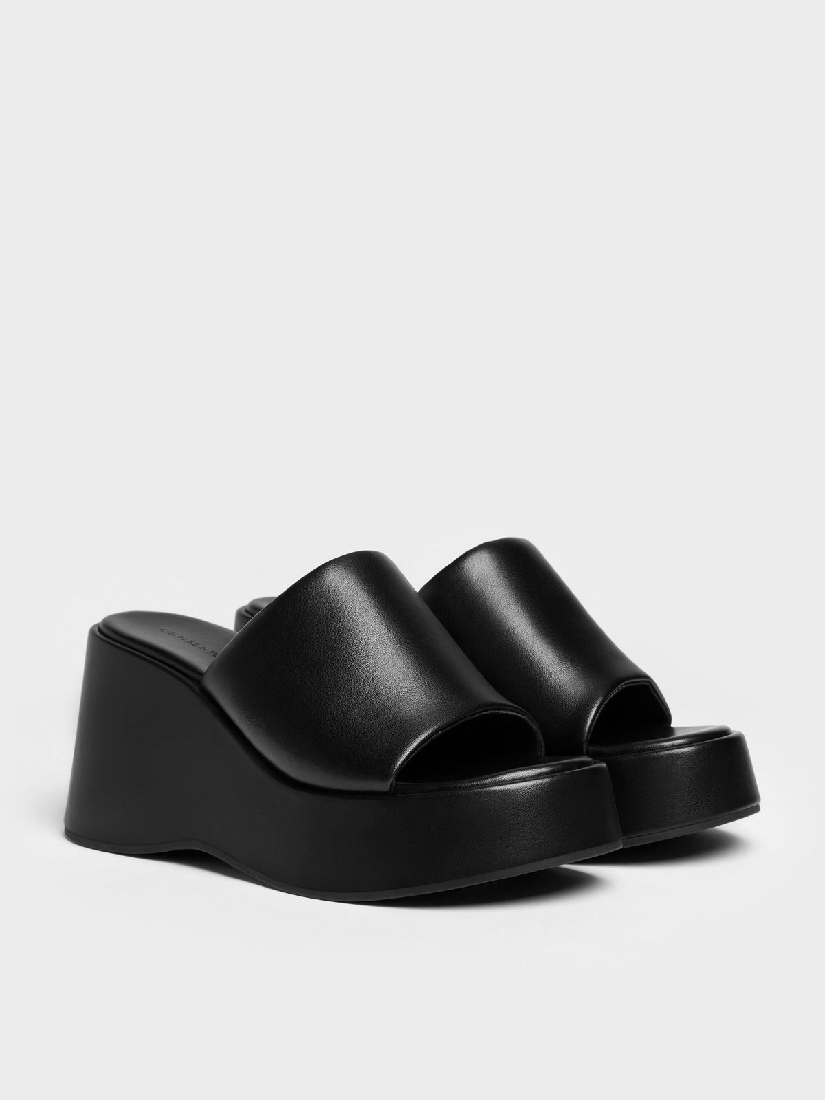 CHARLES & KEITH Deals | Wide-Strap Platform Wedges - Black