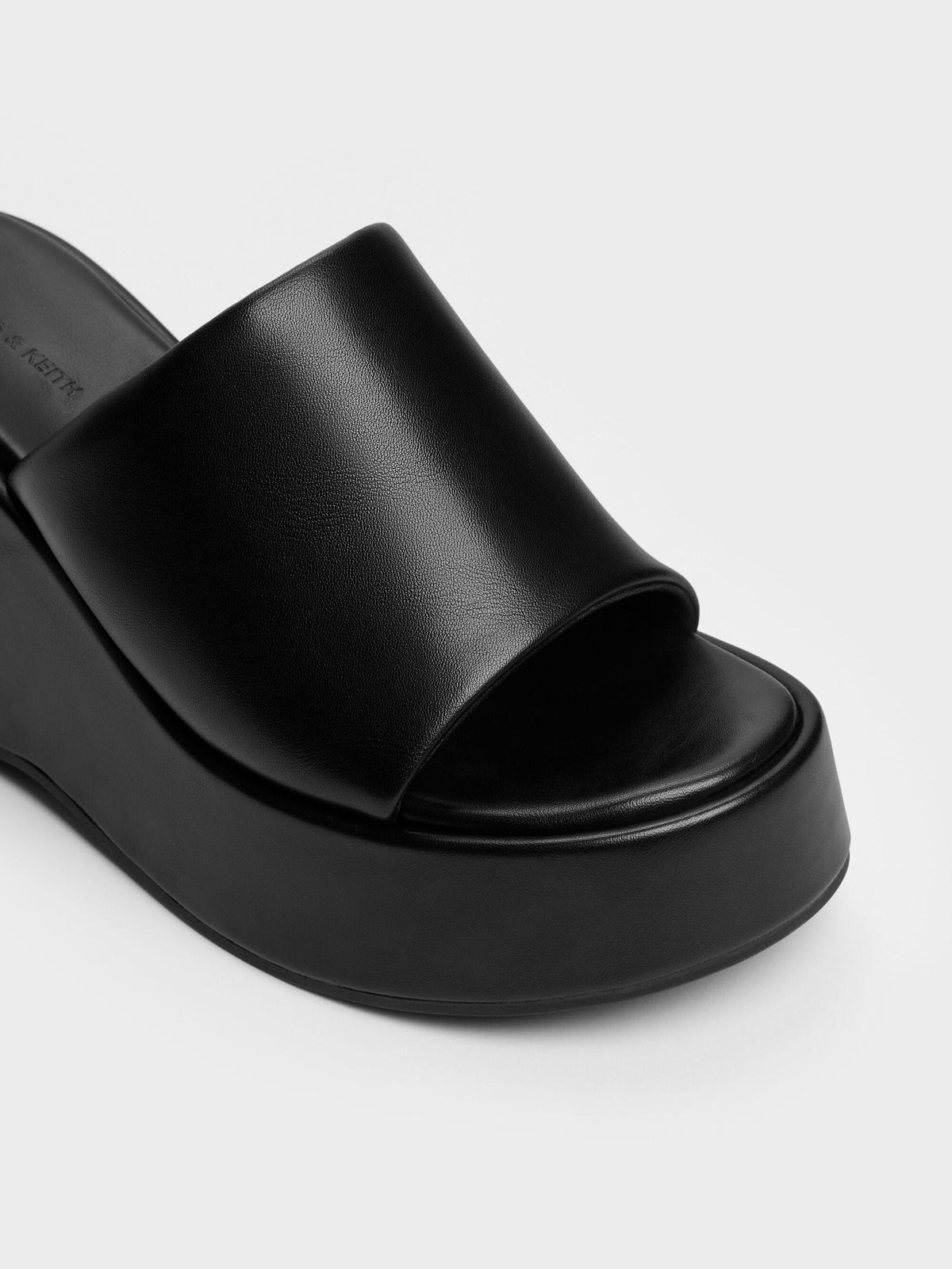 CHARLES & KEITH Deals | Wide-Strap Platform Wedges - Black