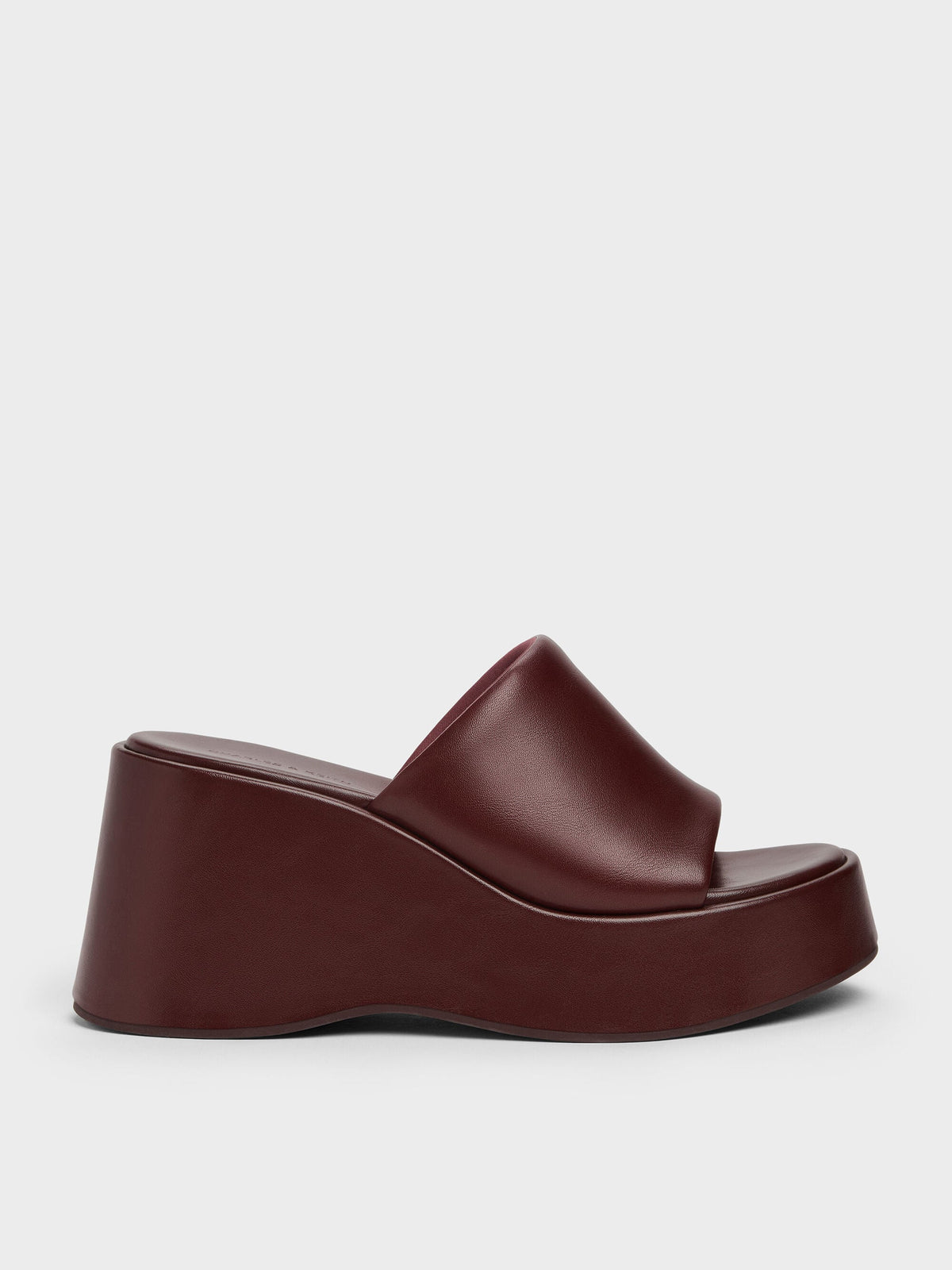 CHARLES & KEITH Latest | Wide-Strap Platform Wedges - Burgundy