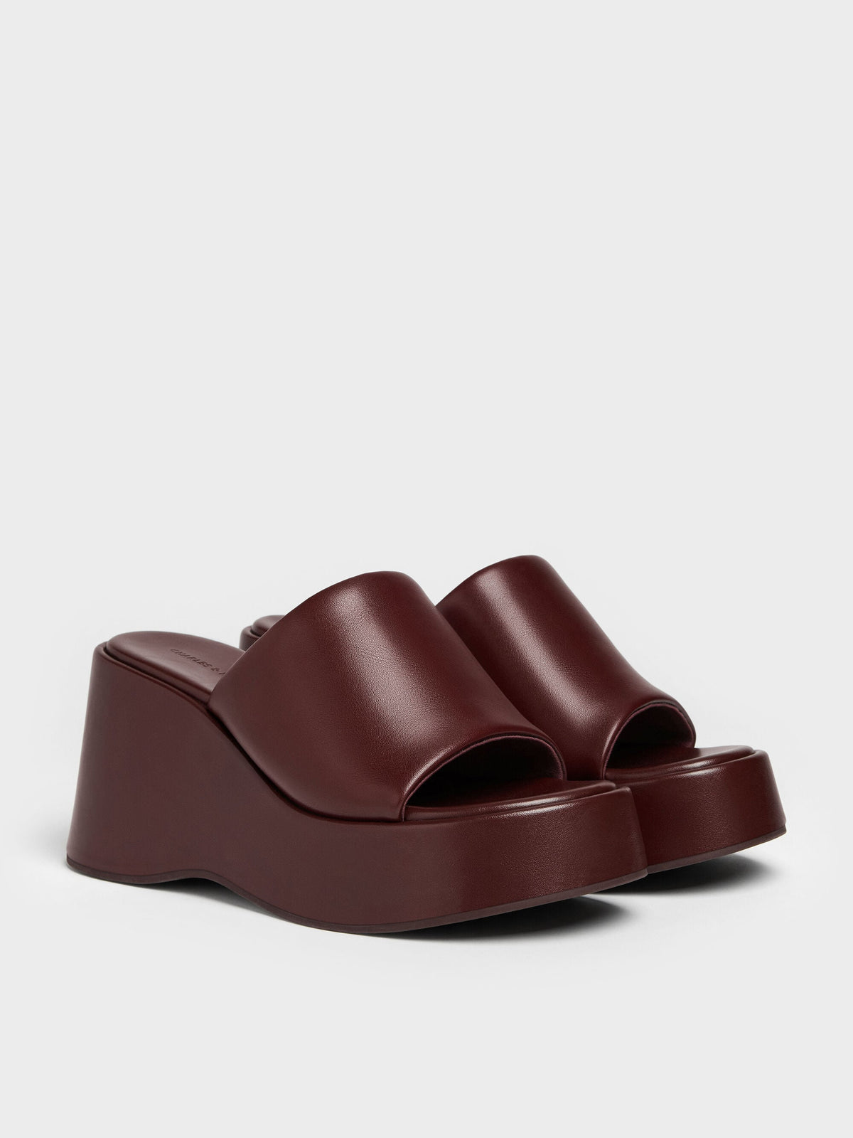 CHARLES & KEITH Latest | Wide-Strap Platform Wedges - Burgundy