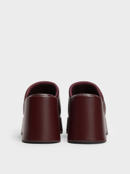 CHARLES & KEITH Latest | Wide-Strap Platform Wedges - Burgundy