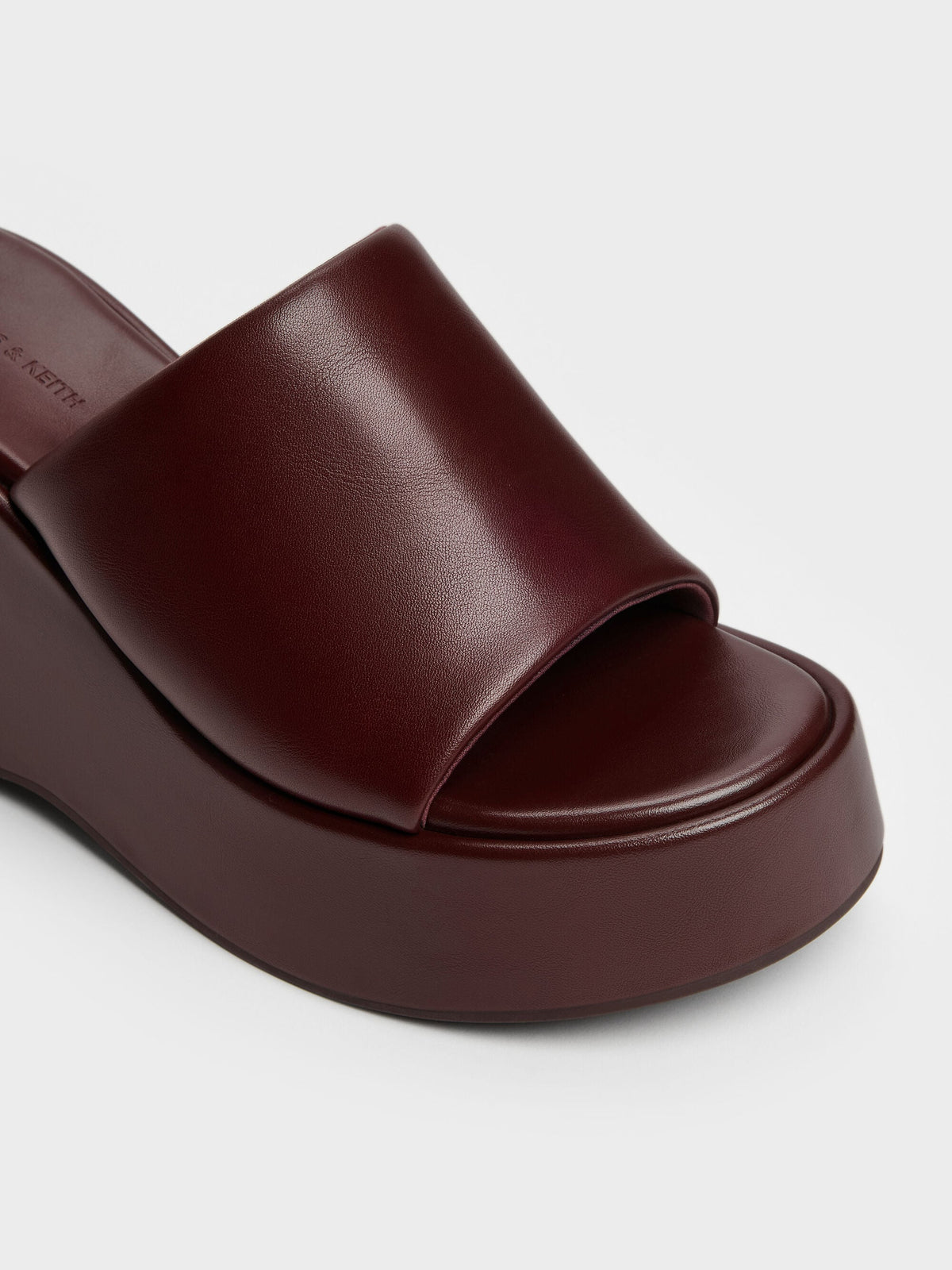 CHARLES & KEITH Latest | Wide-Strap Platform Wedges - Burgundy