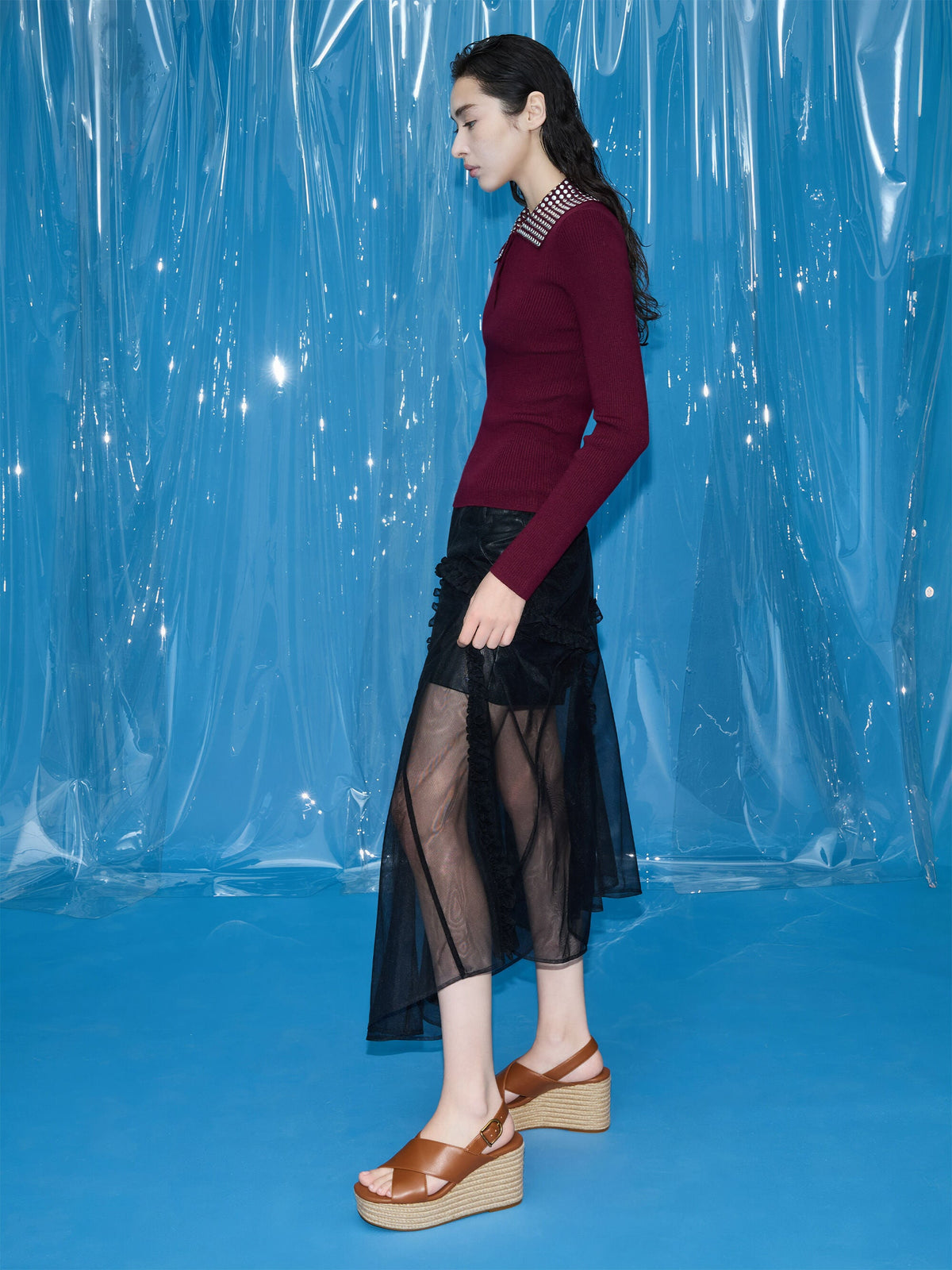 CHARLES & KEITH Classic | Crossover Espadrille Wedges - Brown