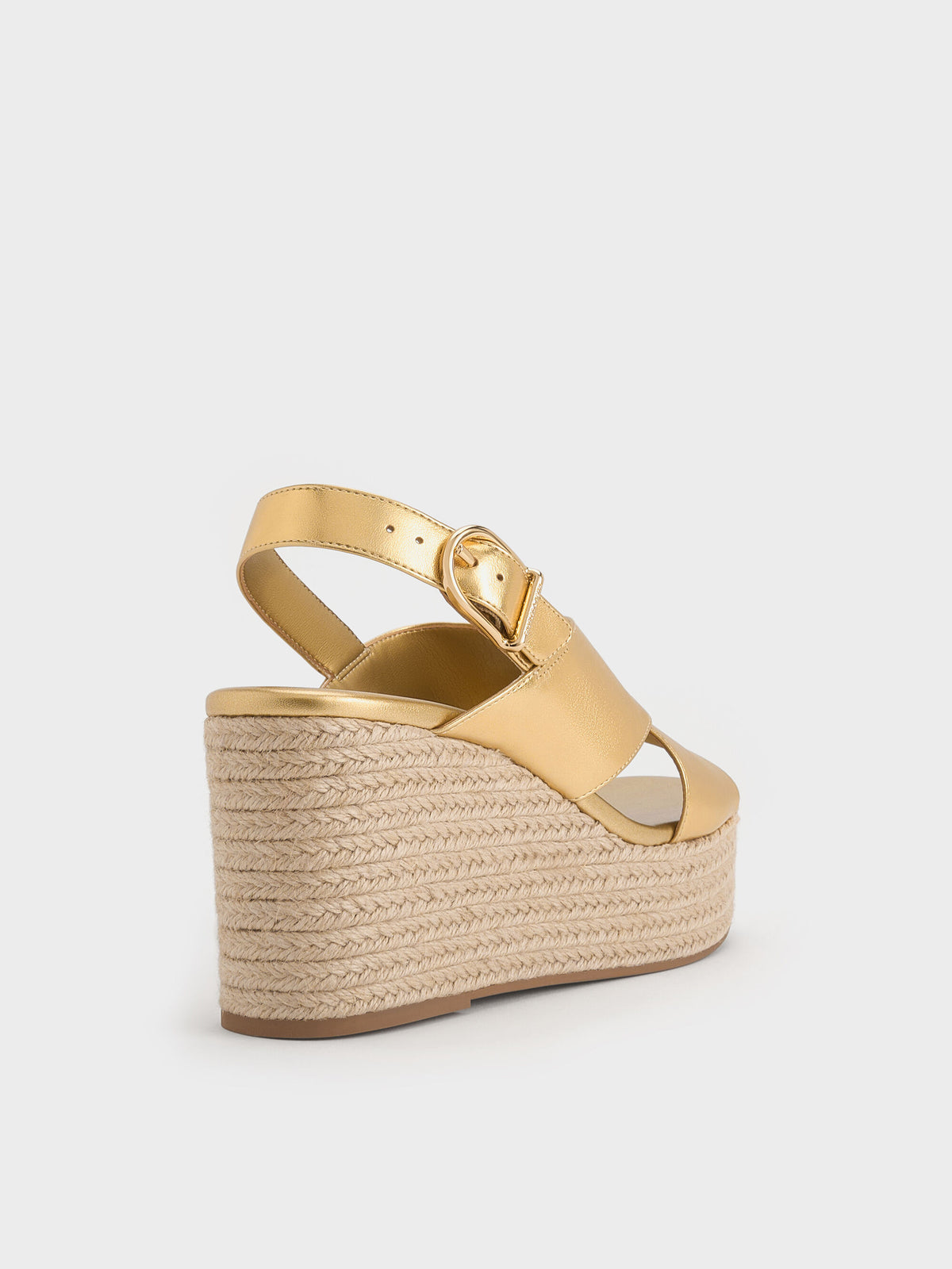 CHARLES & KEITH Featured | Metallic Crossover Espadrille Wedges - Gold
