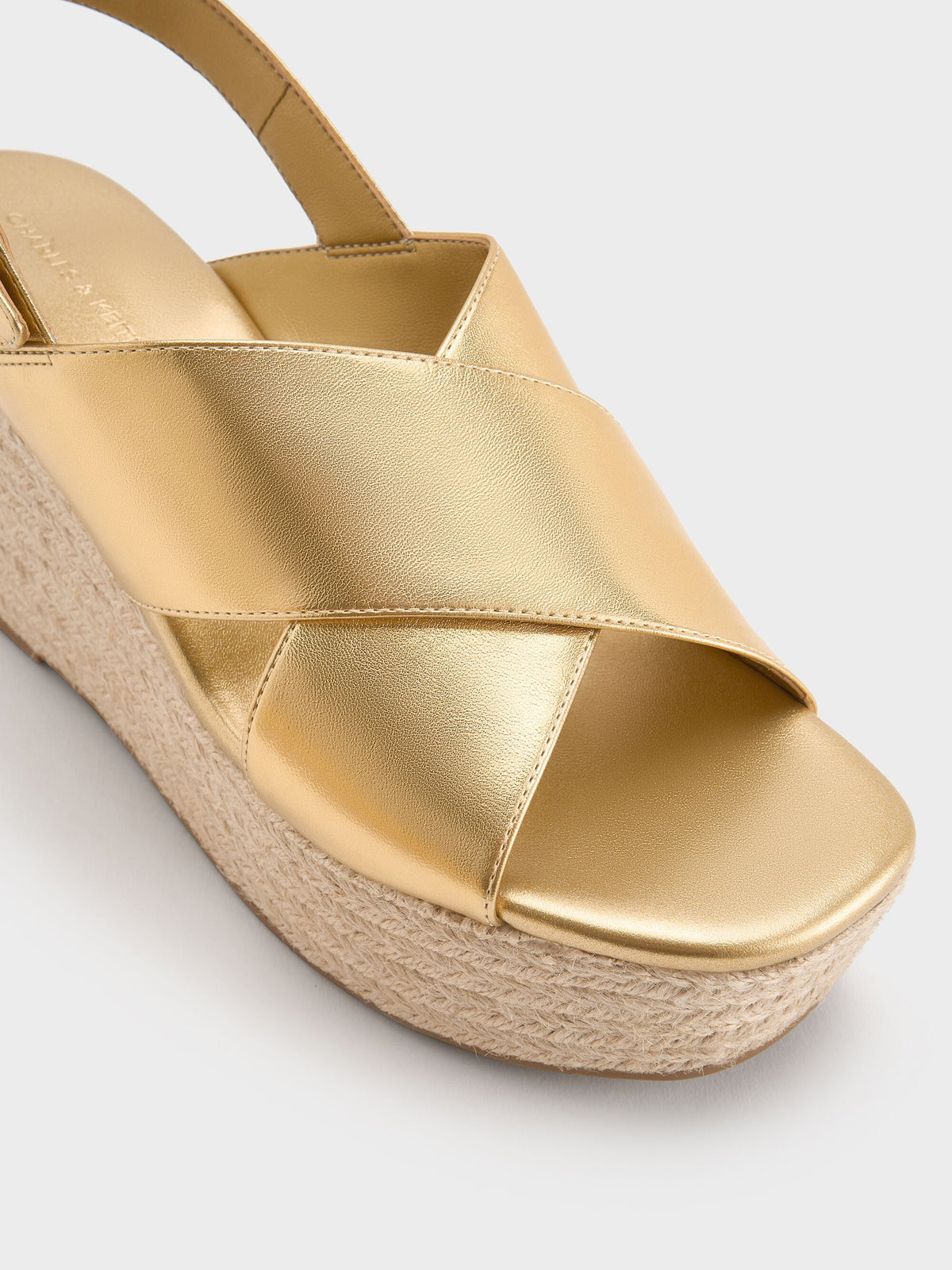 CHARLES & KEITH Featured | Metallic Crossover Espadrille Wedges - Gold