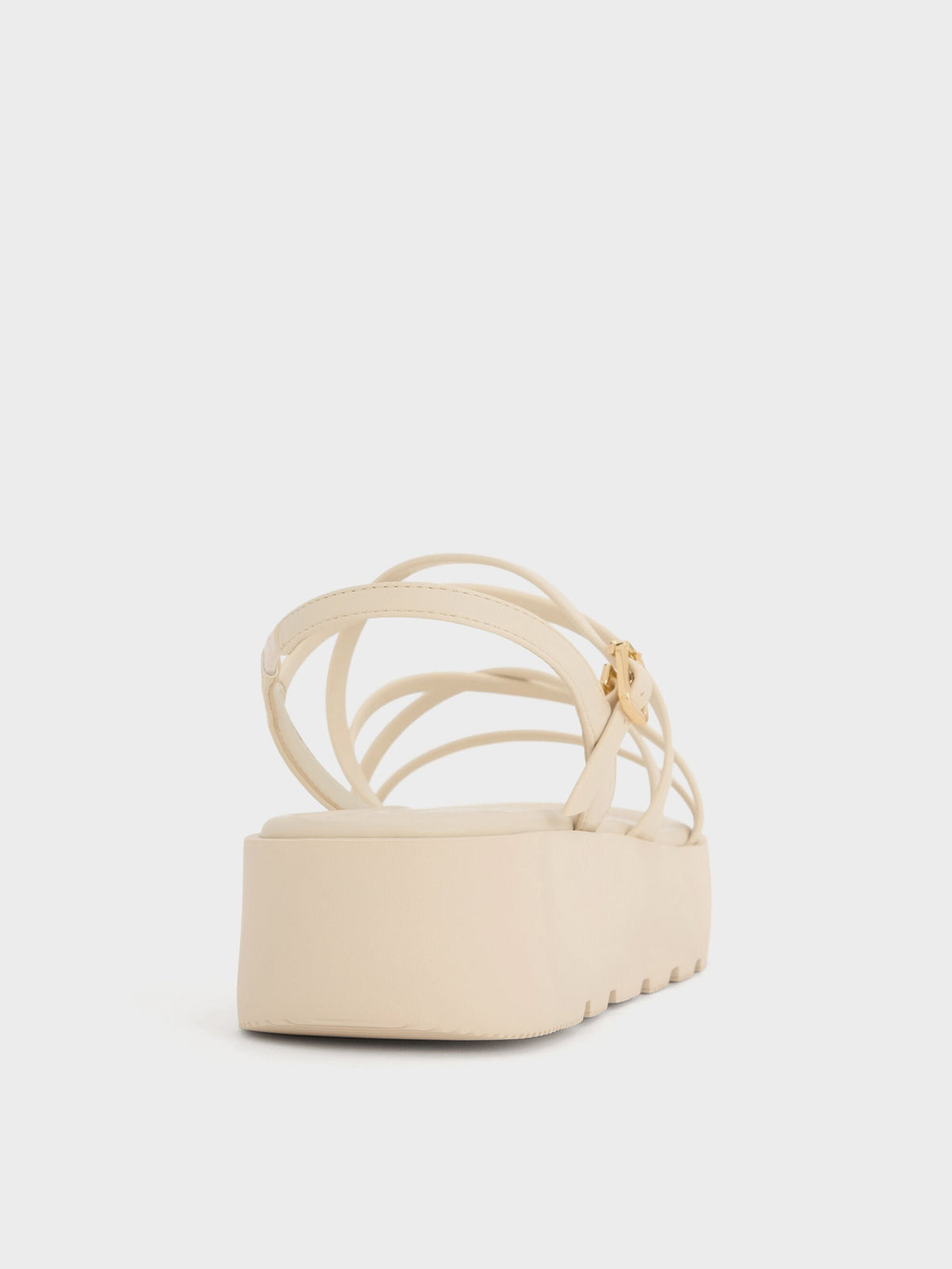 CHARLES & KEITH Signature | Strappy Ridged-Sole Flatform Sandals - Chalk