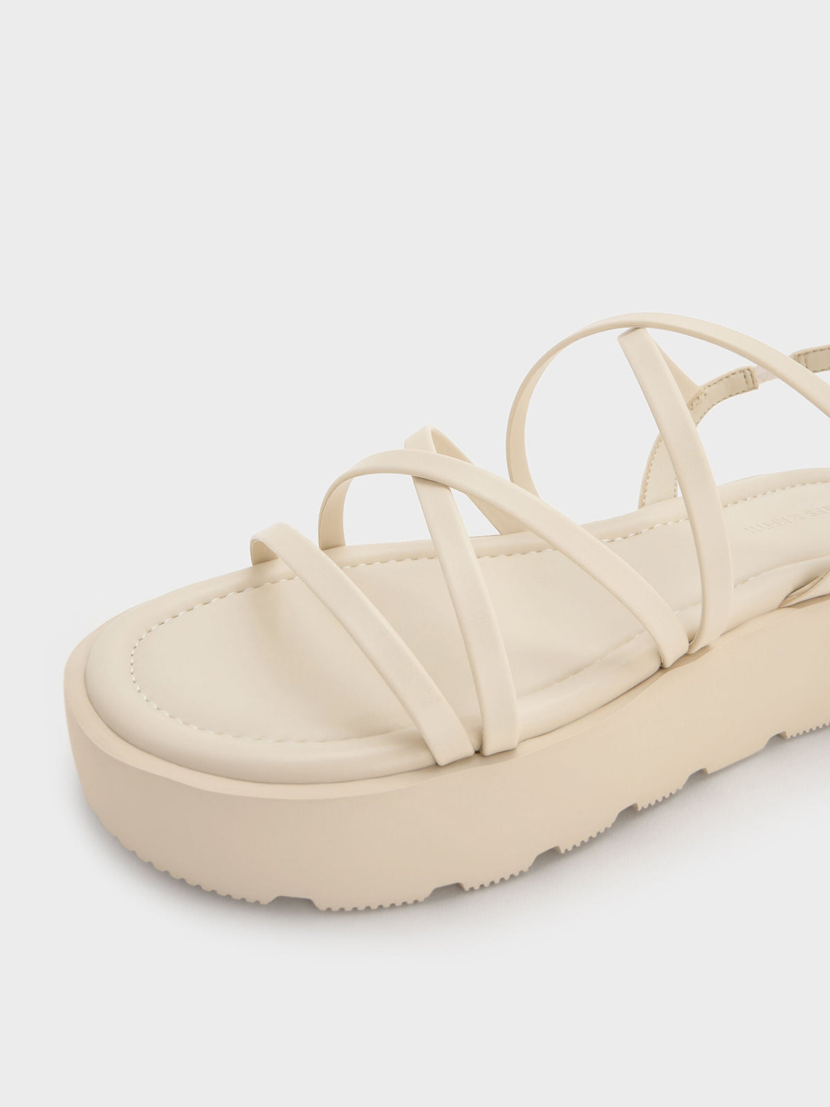 CHARLES & KEITH Signature | Strappy Ridged-Sole Flatform Sandals - Chalk