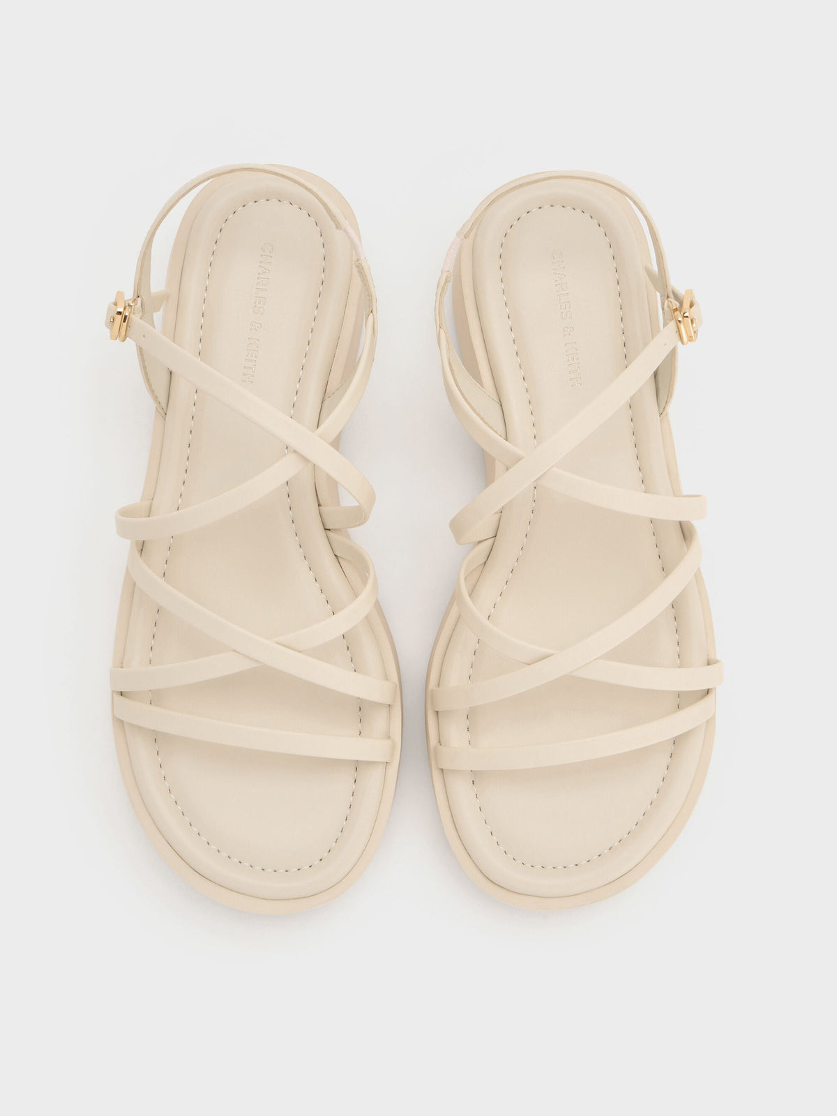 CHARLES & KEITH Signature | Strappy Ridged-Sole Flatform Sandals - Chalk