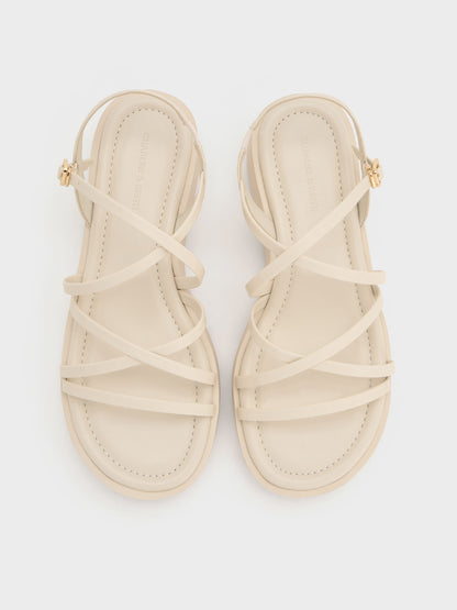 CHARLES & KEITH Signature | Strappy Ridged-Sole Flatform Sandals - Chalk