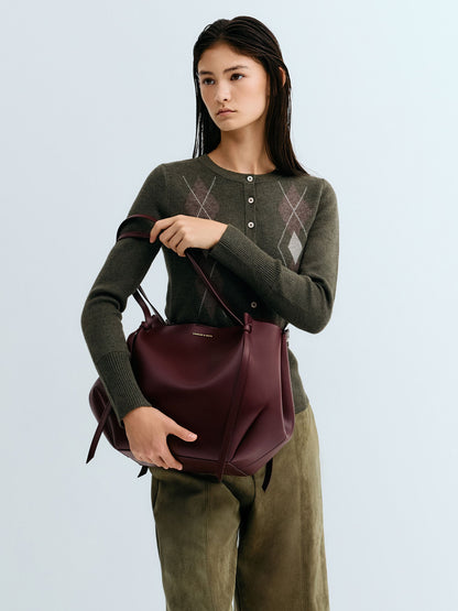 CHARLES & KEITH Exclusive | XL Calla Tote Bag - Wineberry Red