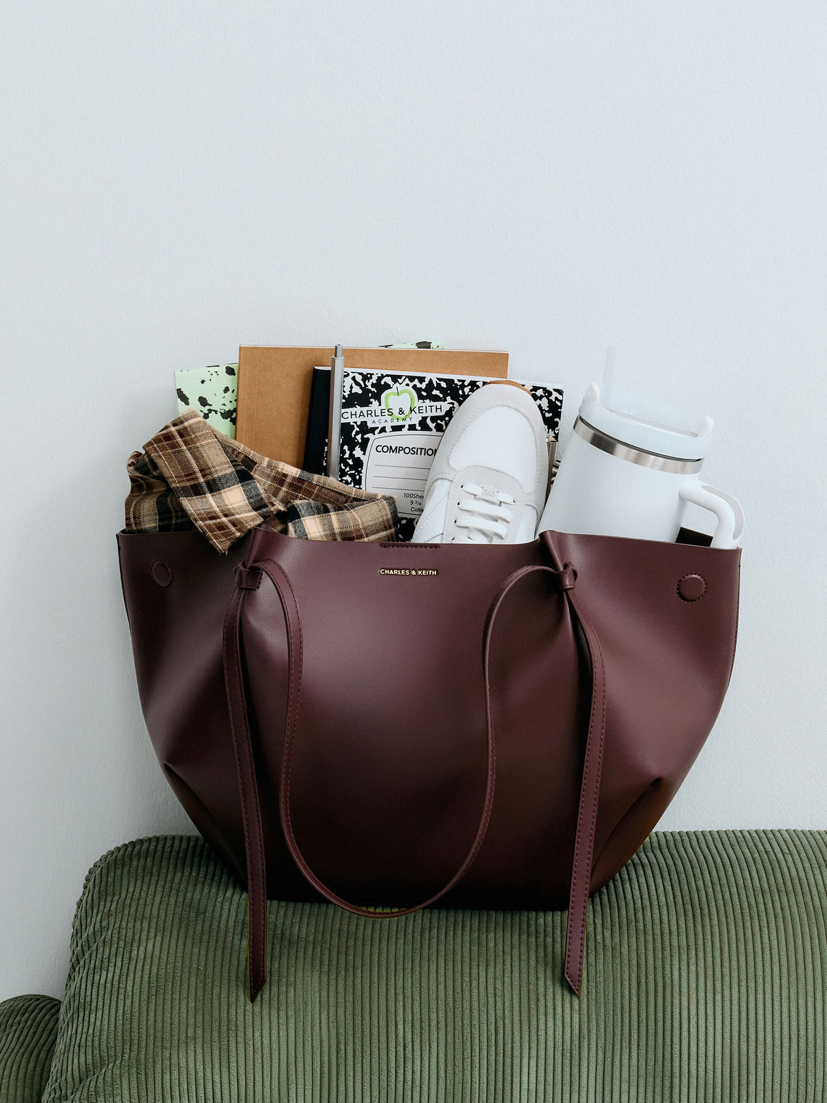 CHARLES & KEITH Exclusive | XL Calla Tote Bag - Wineberry Red
