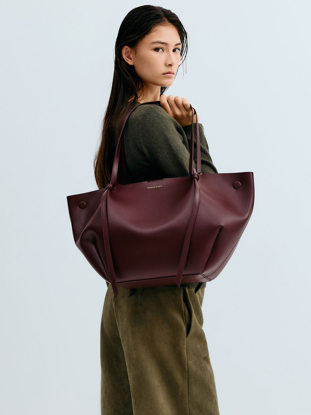 CHARLES & KEITH Exclusive | XL Calla Tote Bag - Wineberry Red