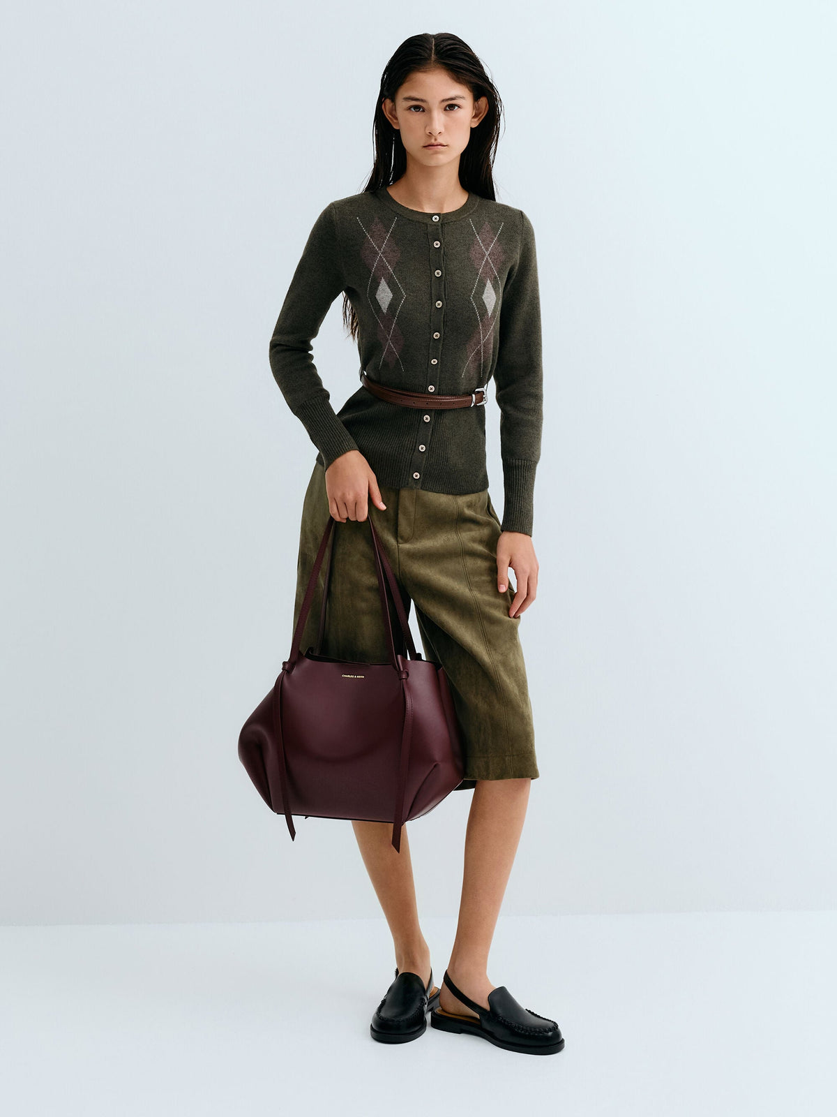 CHARLES & KEITH Exclusive | XL Calla Tote Bag - Wineberry Red