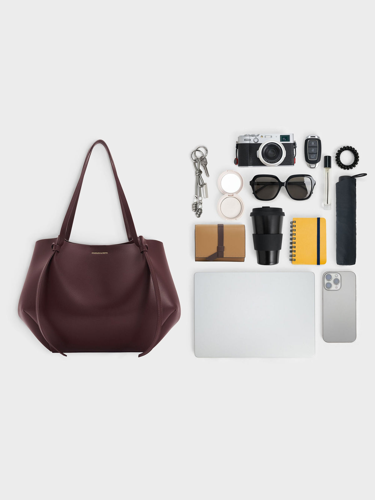 CHARLES & KEITH Exclusive | XL Calla Tote Bag - Wineberry Red