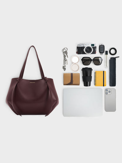CHARLES & KEITH Exclusive | XL Calla Tote Bag - Wineberry Red
