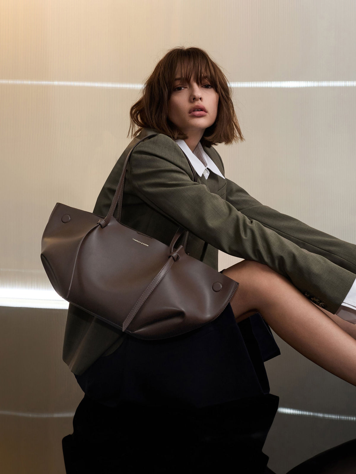 CHARLES & KEITH Quality | Calla Tote Bag - Espresso Brown