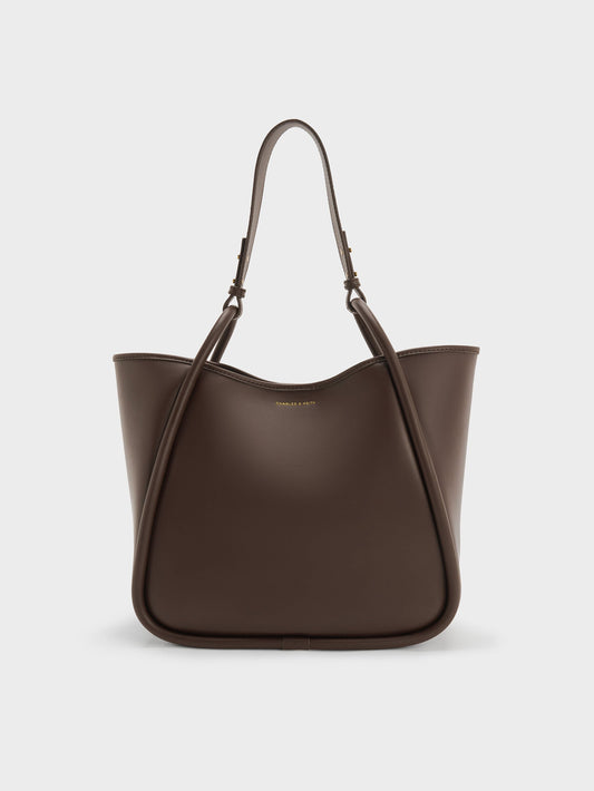 CHARLES & KEITH Featured | Lyla Tubular Slouchy Tote Bag - Espresso Brown