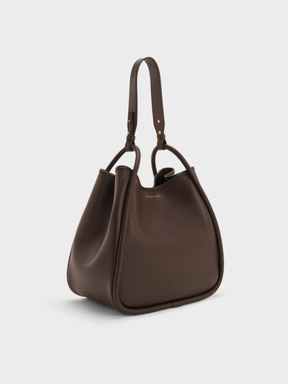 CHARLES & KEITH Featured | Lyla Tubular Slouchy Tote Bag - Espresso Brown