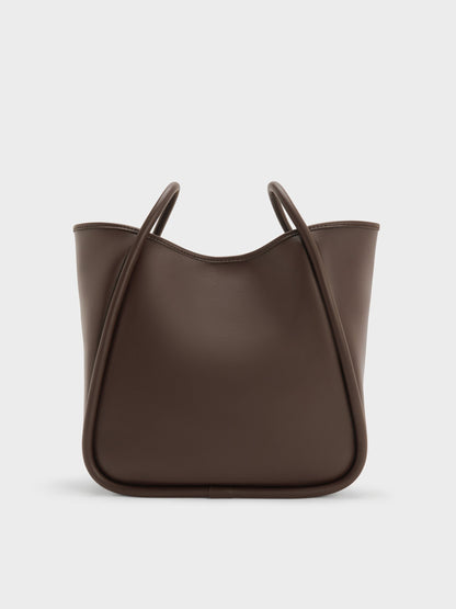 CHARLES & KEITH Featured | Lyla Tubular Slouchy Tote Bag - Espresso Brown