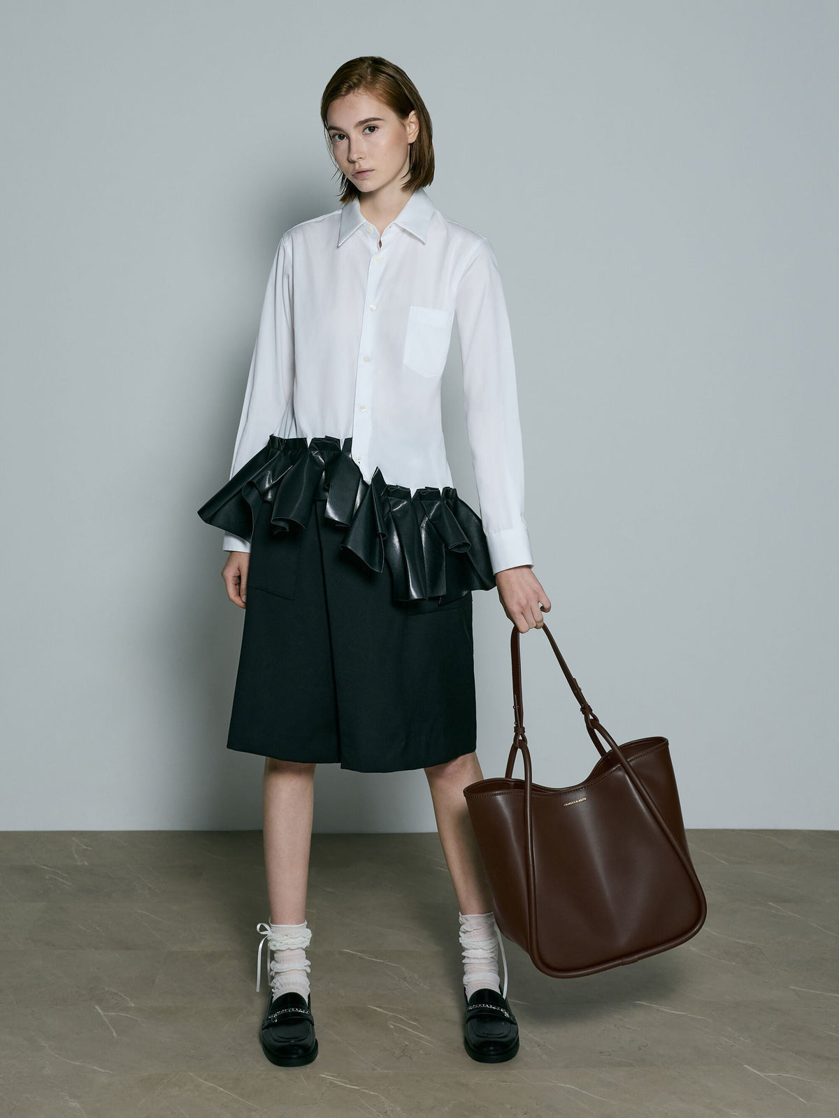 CHARLES & KEITH Featured | Lyla Tubular Slouchy Tote Bag - Espresso Brown