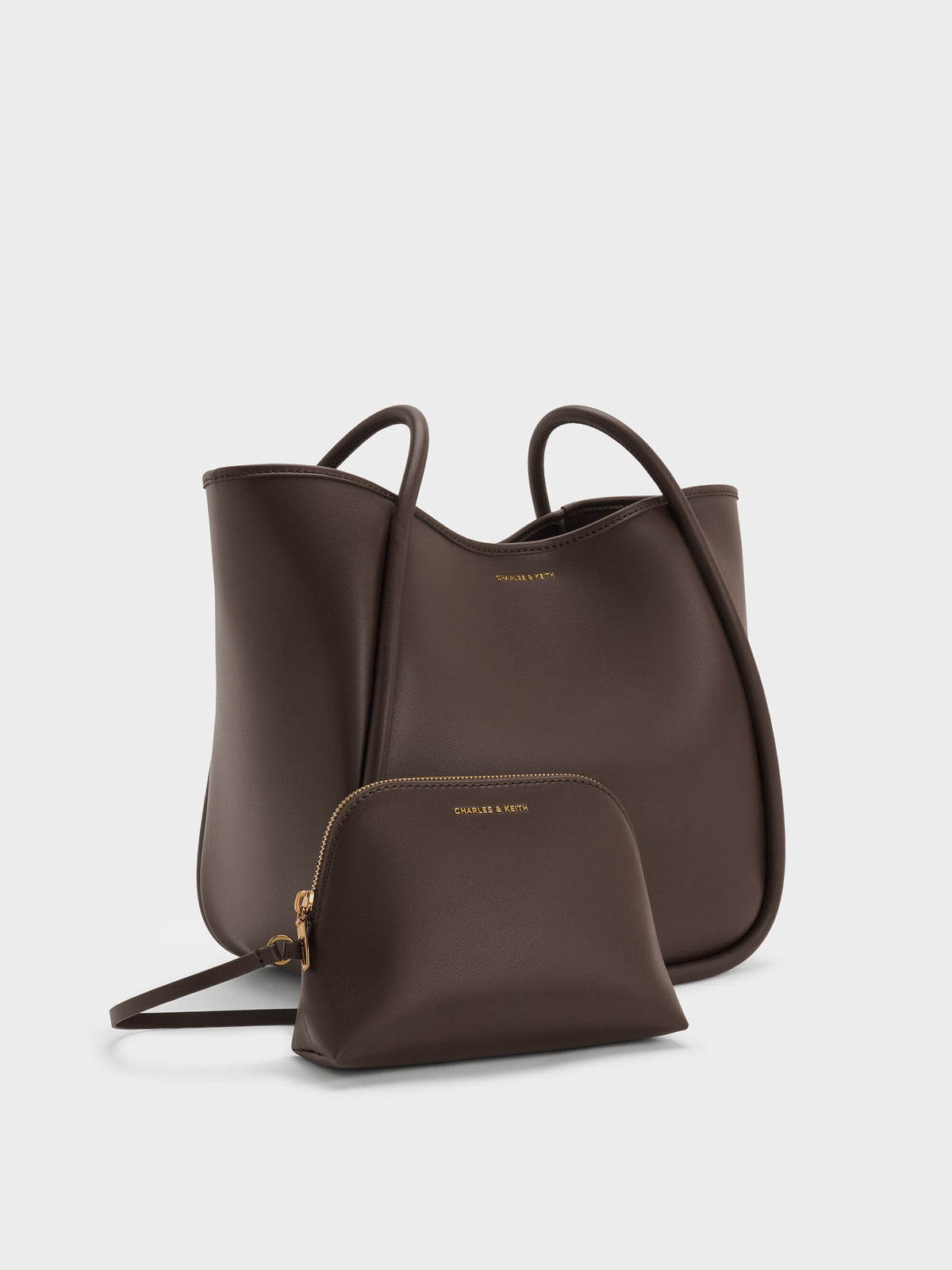 CHARLES & KEITH Featured | Lyla Tubular Slouchy Tote Bag - Espresso Brown