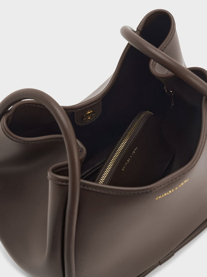 CHARLES & KEITH Featured | Lyla Tubular Slouchy Tote Bag - Espresso Brown