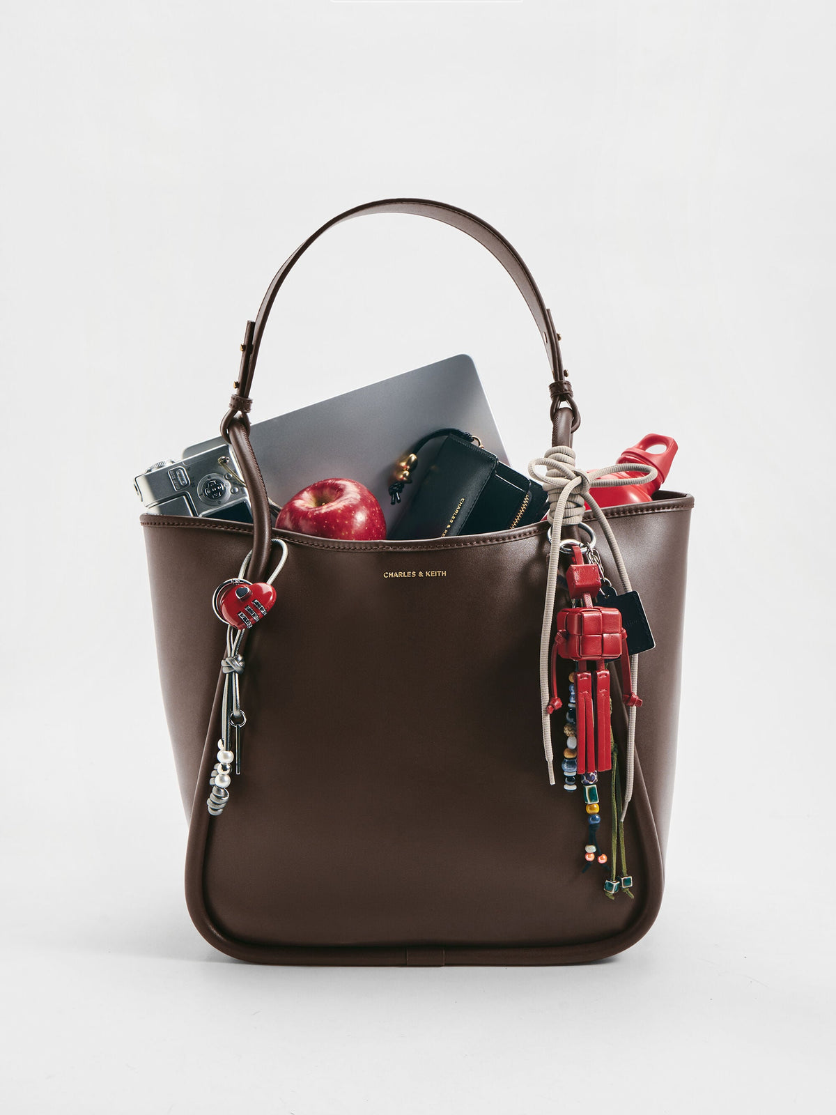 CHARLES & KEITH Featured | Lyla Tubular Slouchy Tote Bag - Espresso Brown