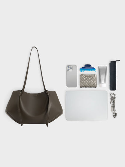 CHARLES & KEITH Essential | Calla Tote Bag - Dark Moss