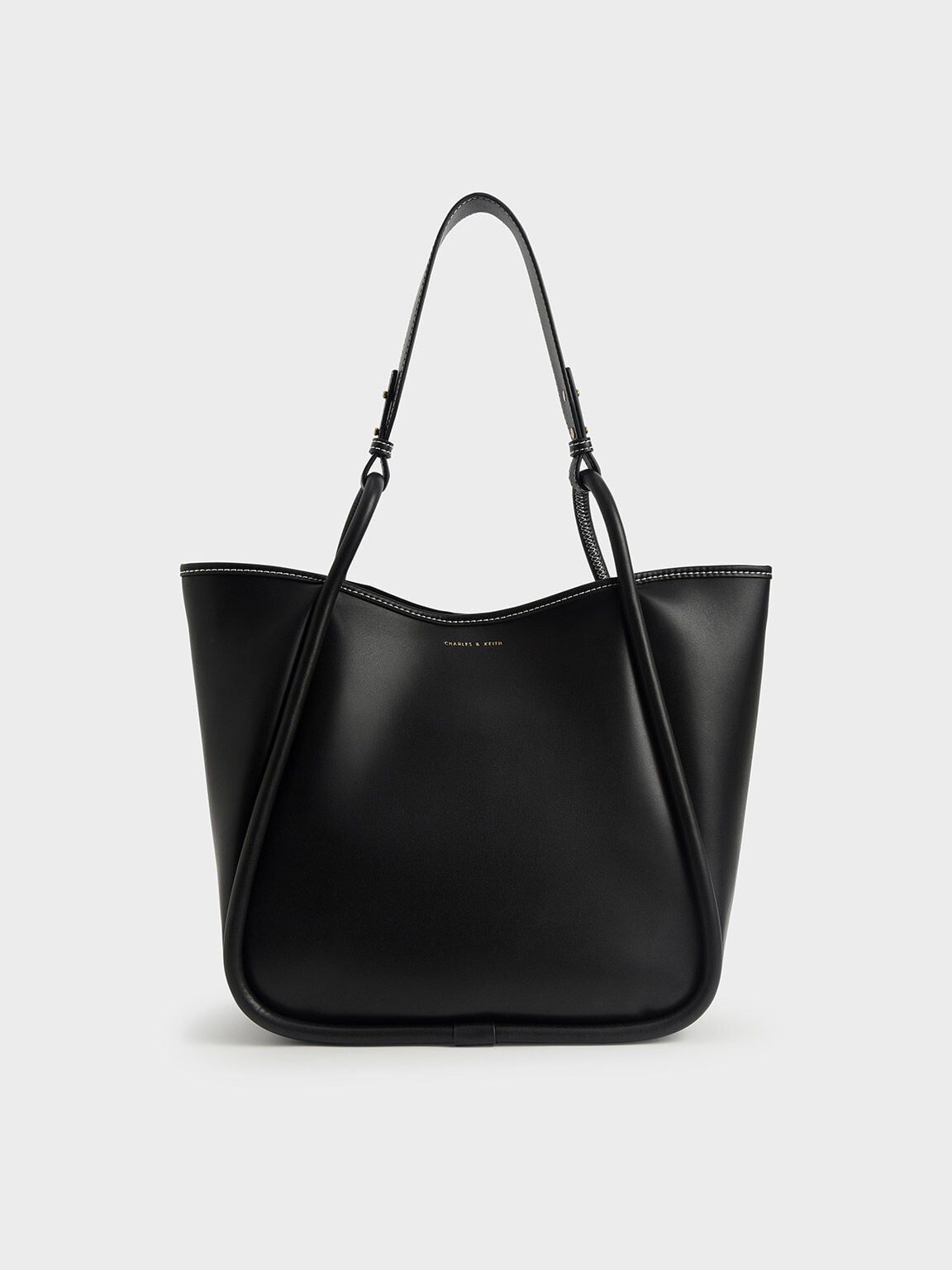 CHARLES & KEITH Quality | Lyla Tubular Slouchy Tote Bag - Black