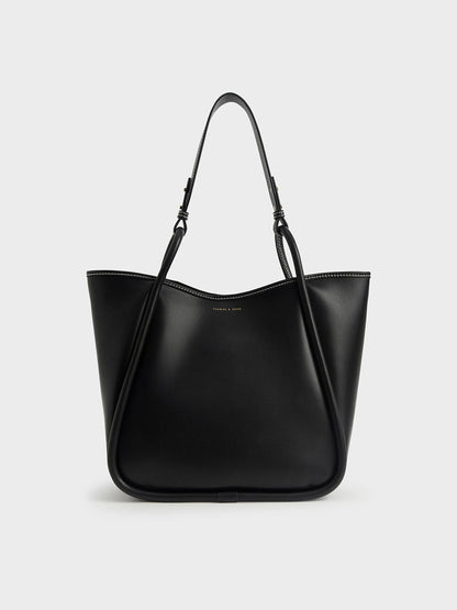 CHARLES & KEITH Quality | Lyla Tubular Slouchy Tote Bag - Black
