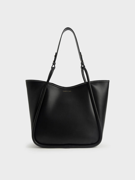 CHARLES & KEITH Quality | Lyla Tubular Slouchy Tote Bag - Black