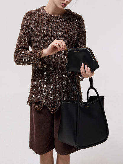 CHARLES & KEITH Quality | Lyla Tubular Slouchy Tote Bag - Black