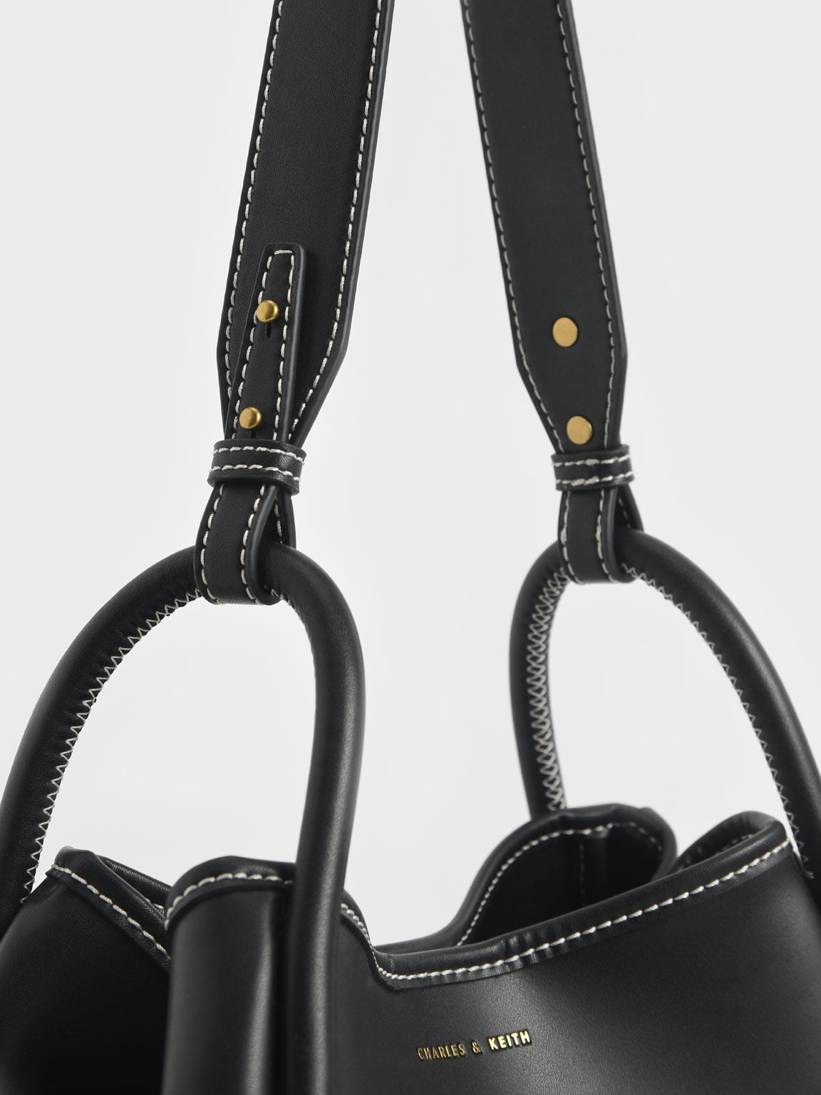 CHARLES & KEITH Quality | Lyla Tubular Slouchy Tote Bag - Black