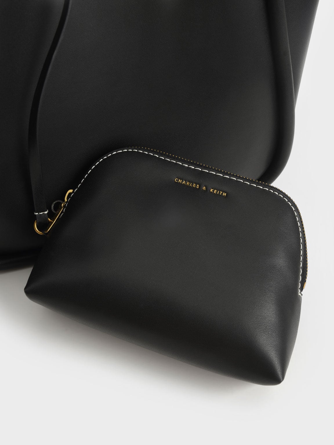 CHARLES & KEITH Quality | Lyla Tubular Slouchy Tote Bag - Black