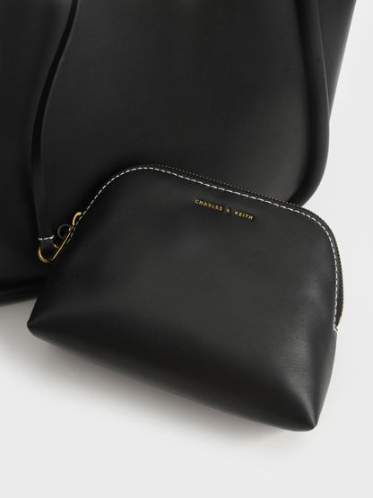 CHARLES & KEITH Quality | Lyla Tubular Slouchy Tote Bag - Black