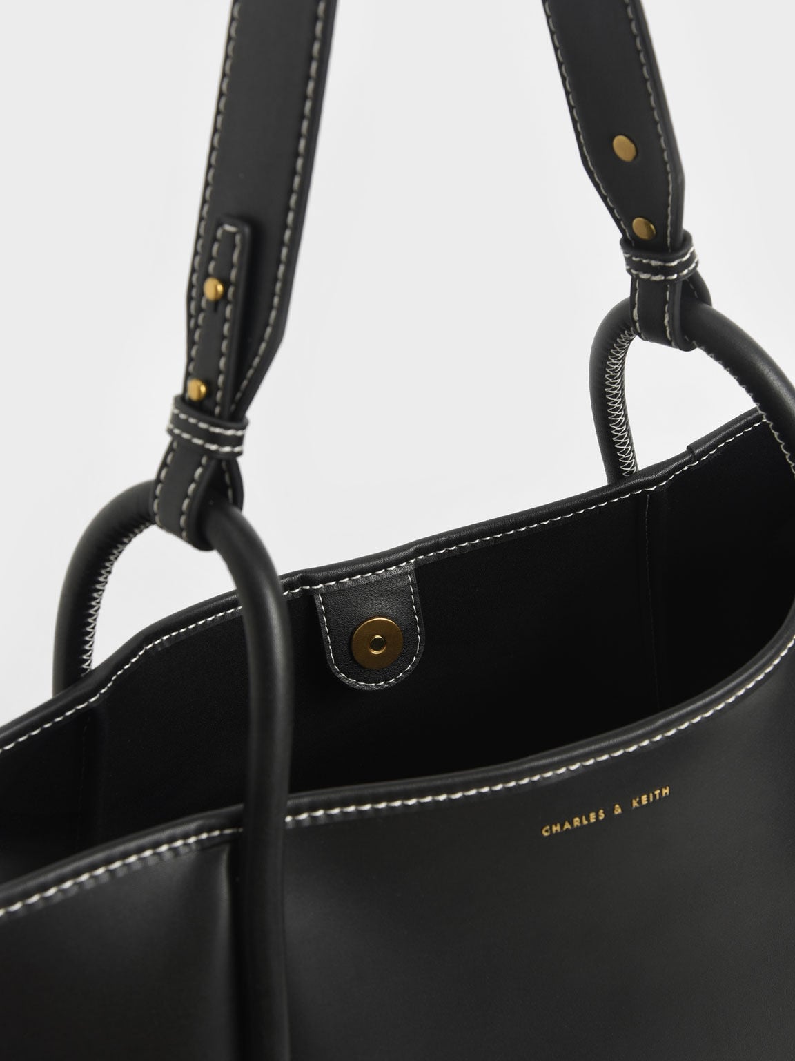 CHARLES & KEITH Quality | Lyla Tubular Slouchy Tote Bag - Black