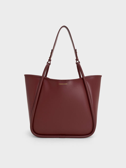 CHARLES & KEITH Essential | Lyla Tubular Slouchy Tote Bag - Mulberry Plum