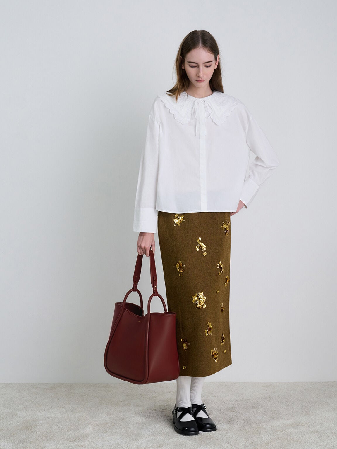 CHARLES & KEITH Essential | Lyla Tubular Slouchy Tote Bag - Mulberry Plum