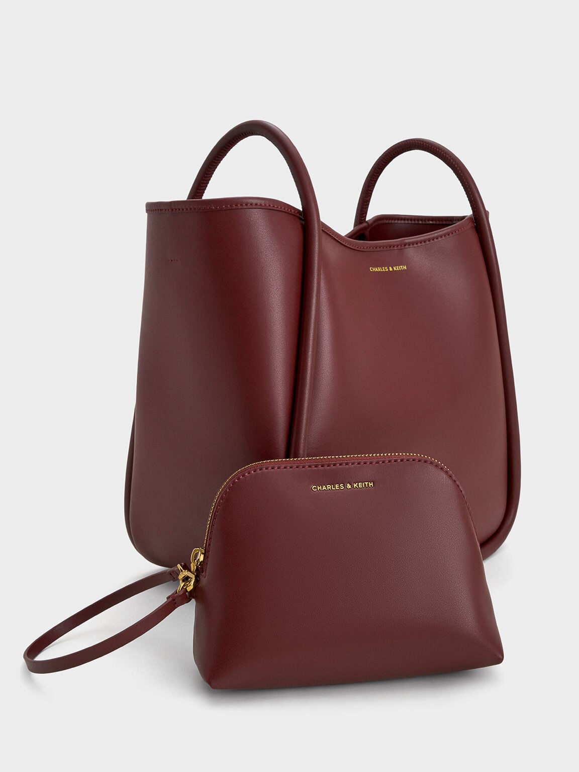 CHARLES & KEITH Essential | Lyla Tubular Slouchy Tote Bag - Mulberry Plum