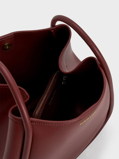 CHARLES & KEITH Essential | Lyla Tubular Slouchy Tote Bag - Mulberry Plum