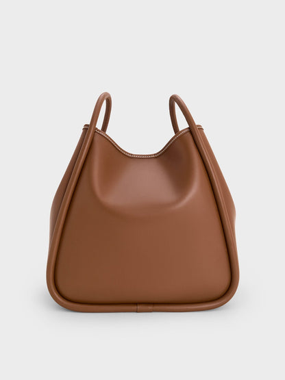 CHARLES & KEITH New | Lyla Tubular Slouchy Tote Bag - Chocolate