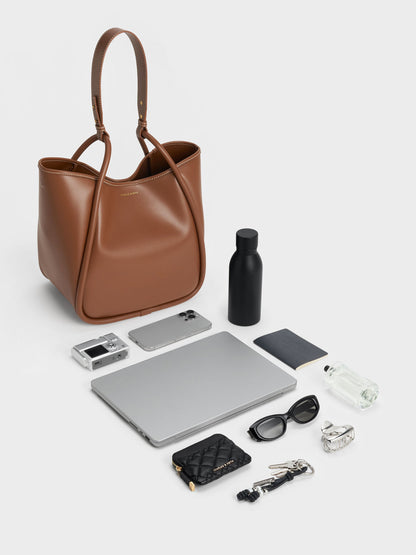 CHARLES & KEITH New | Lyla Tubular Slouchy Tote Bag - Chocolate